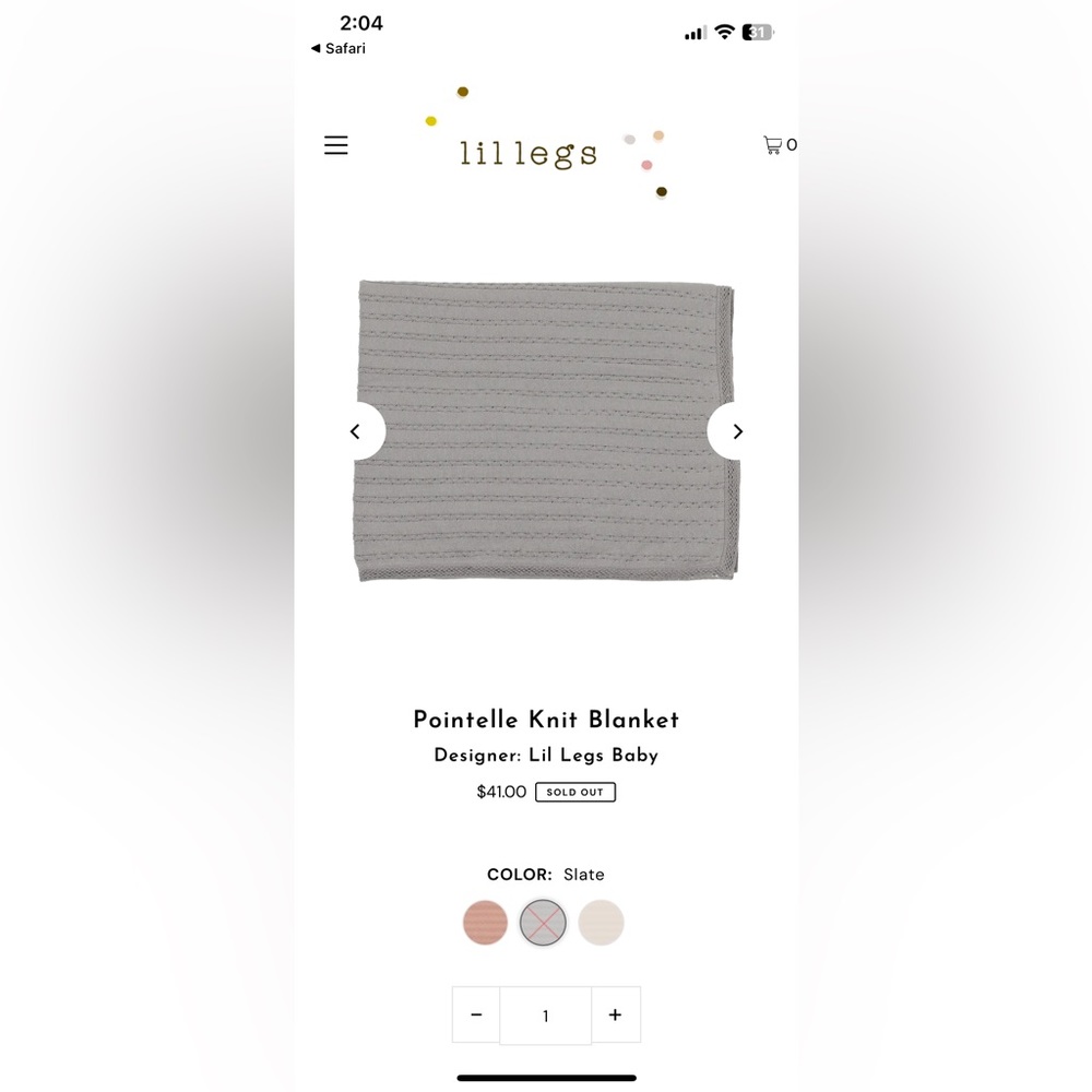 LILLEGSBABY pointelle knit blanket in slate blue